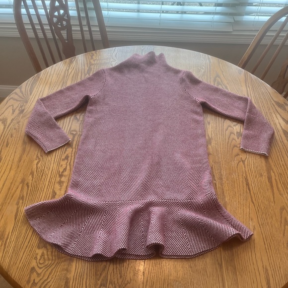 Source Unknown Dresses & Skirts - Mink Cashmere Red White Herringbone Mock Neck Sweater Dress L *Measurements*